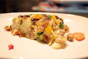 Polędwiczki wieprzowe ze smażonymi warzywami