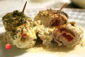 Roladki schabowe zapiekane w sosie śmietanowym