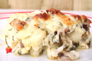 Kalafior w omlecie z bekonem